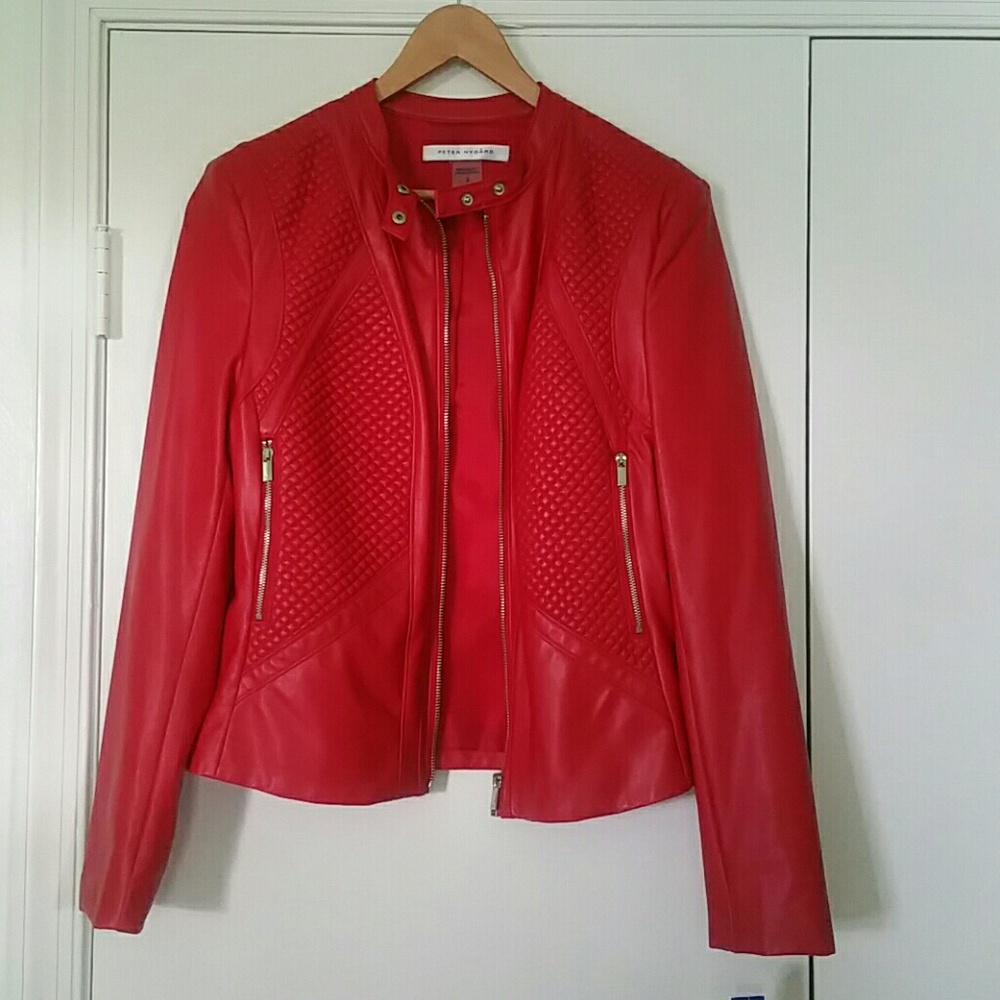 Peter Nygard faux leather quilted jacket, size 8
